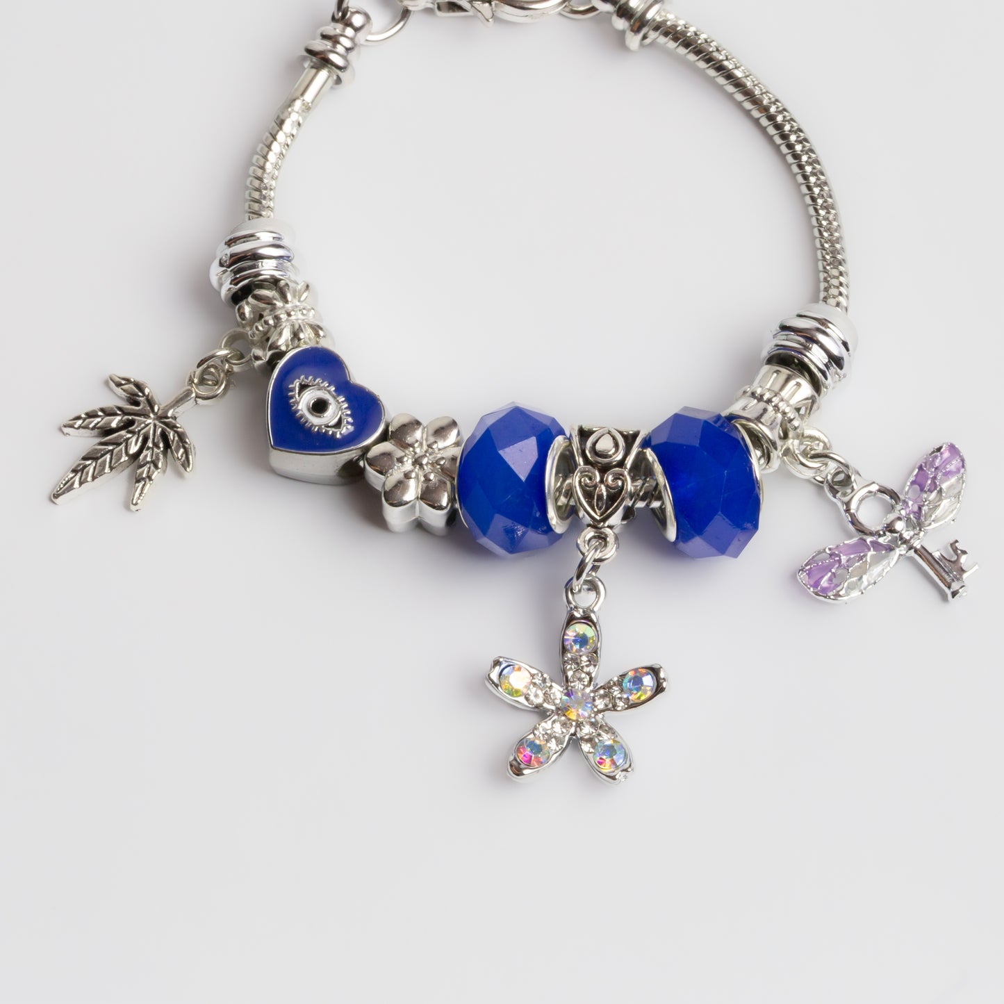 Brățară reglabilă mystic key cu charm-uri și pietre - Argintiu, Albastru