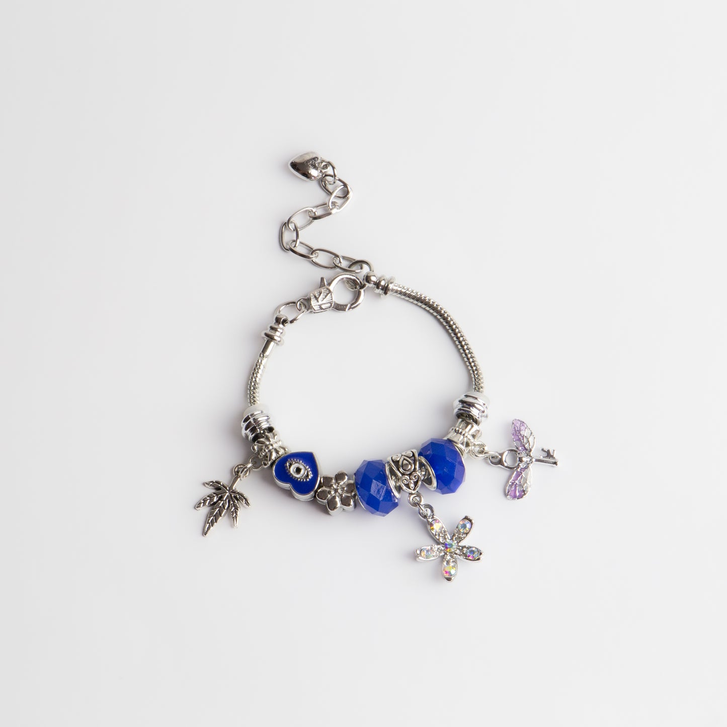 Brățară reglabilă mystic key cu charm-uri și pietre - Argintiu, Albastru