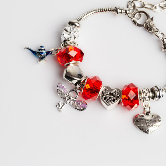 Brățară reglabilă red magic cu charm-uri - Argintiu, Roșu