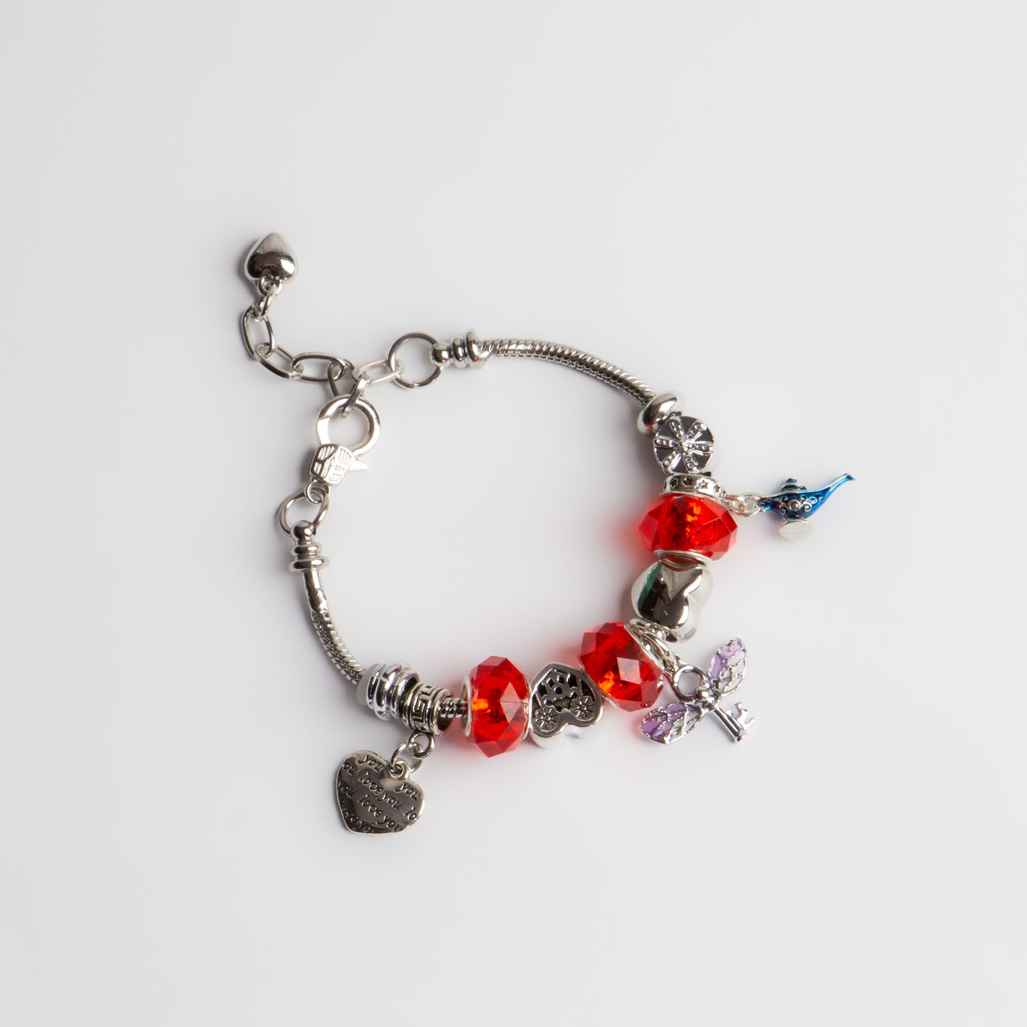 Brățară reglabilă red magic cu charm-uri - Argintiu, Roșu