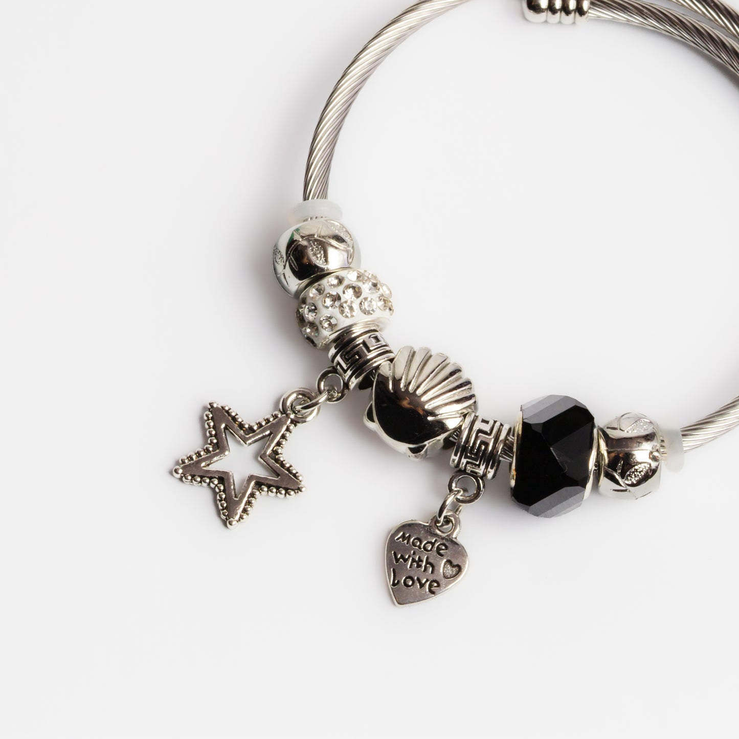 Brățară reglabilă starry night cu charm-uri și pietre - Argintiu