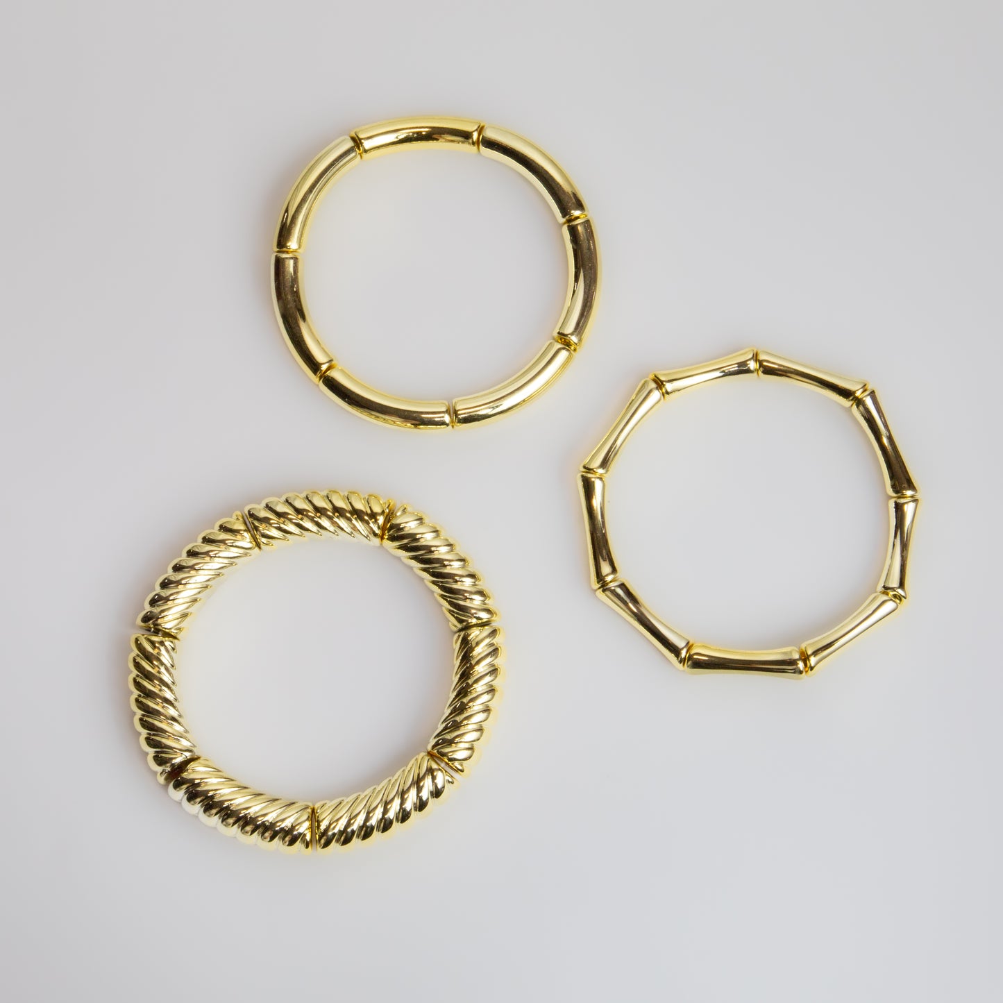 Brățări elastice cu secțiuni geometrice trio arches, set 3 - Auriu