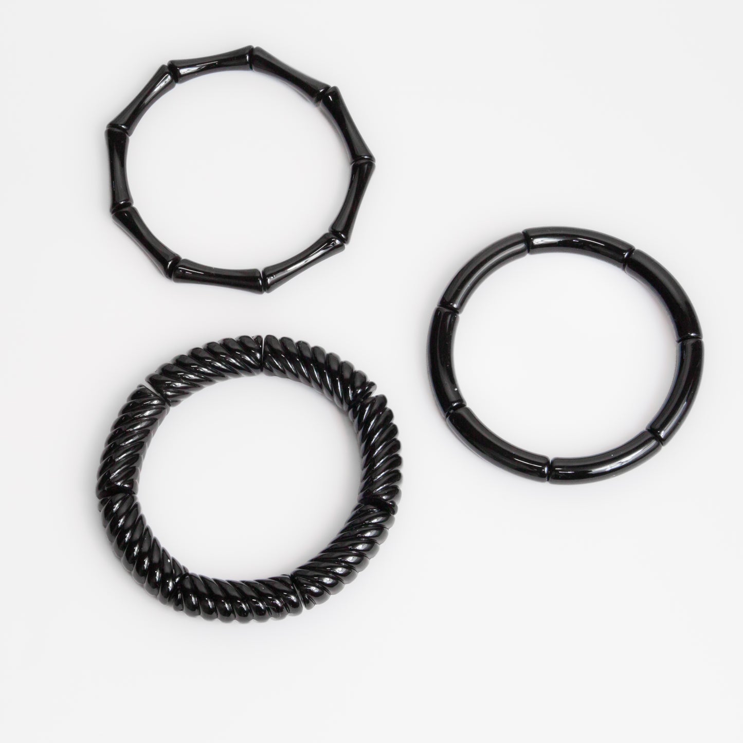 Brățări elastice cu secțiuni geometrice trio arches, set 3 - Negru