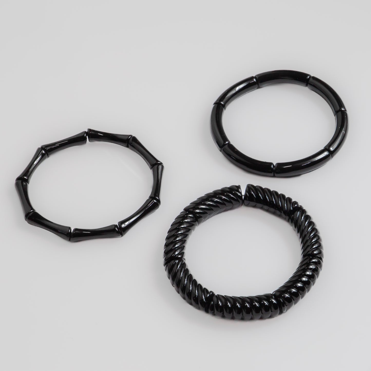 Brățări elastice cu secțiuni geometrice trio arches, set 3 - Negru
