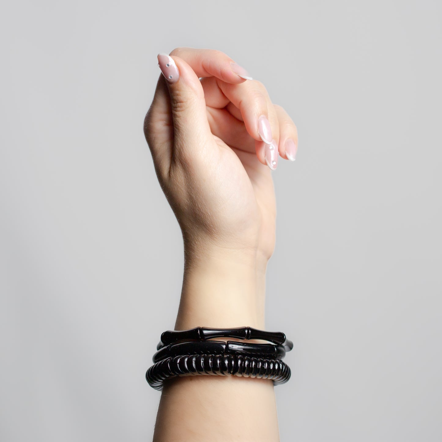 Brățări elastice cu secțiuni geometrice trio arches, set 3 - Negru