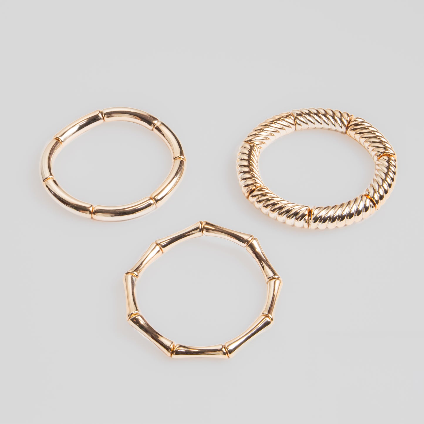 Brățări elastice cu secțiuni geometrice trio arches, set 3 - Rose Gold