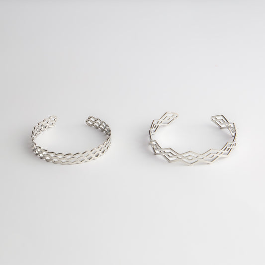 Brățări reglabilă și metalică flowshape, set 2 - Argintiu