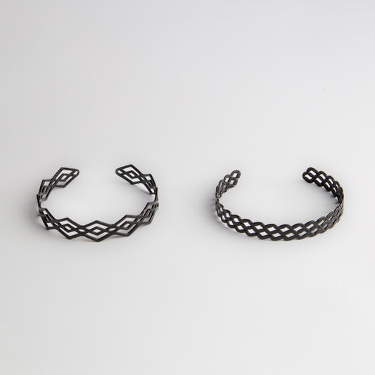 Brățări reglabilă și metalică flowshape, set 2 - Negru