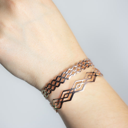 Brățări reglabilă și metalică flowshape, set 2 - Rose Gold
