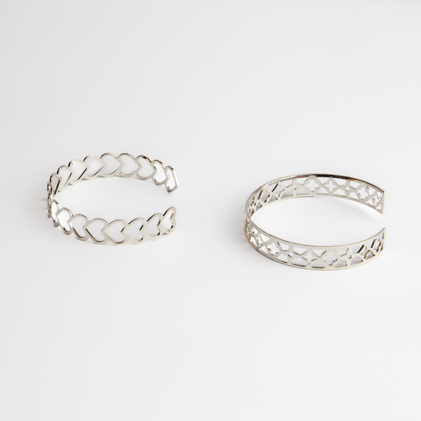 Brățări reglabilă și metalică heart and desert, set 2 - Argintiu