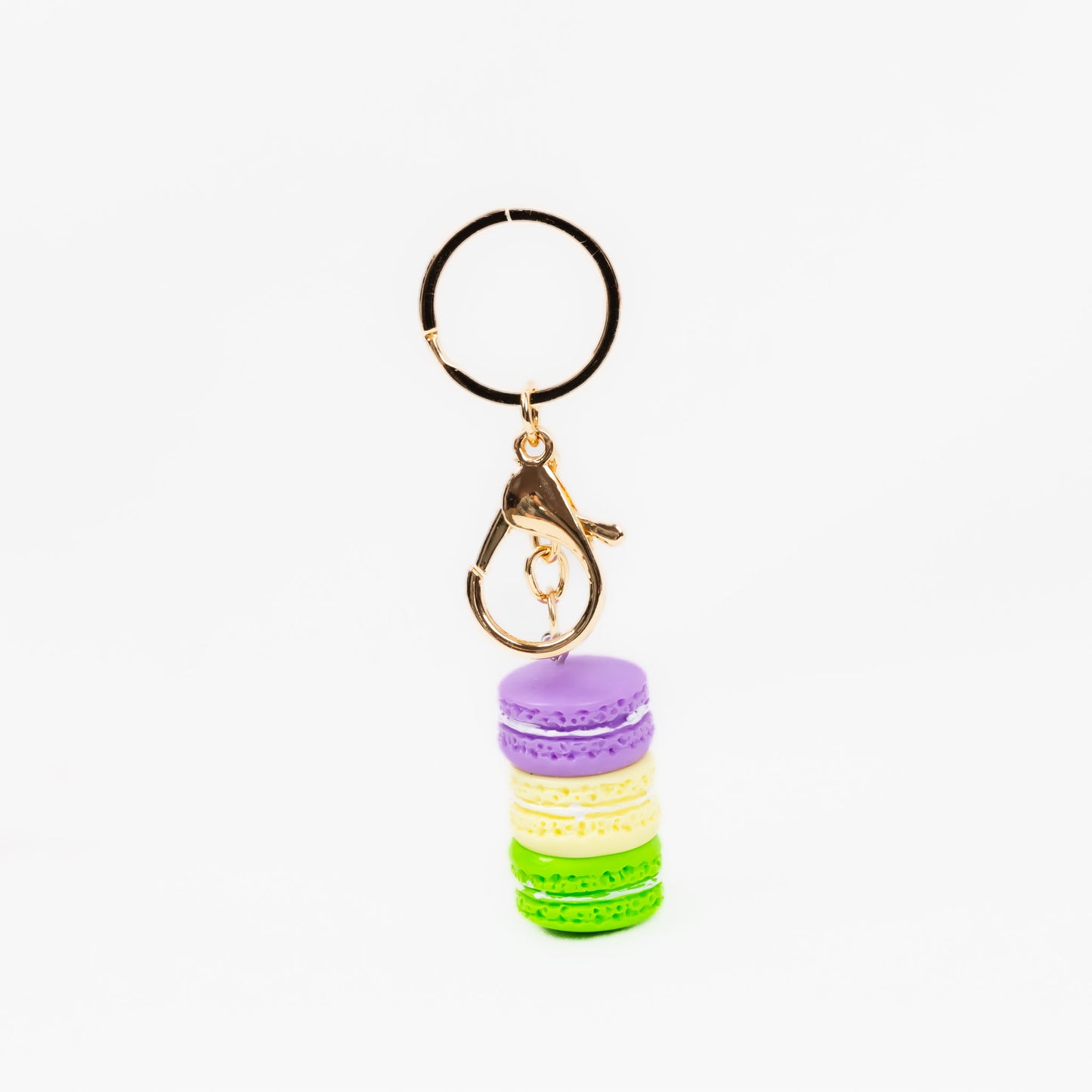 Breloc chei în formă de macarons - Mov/Galben/Verde