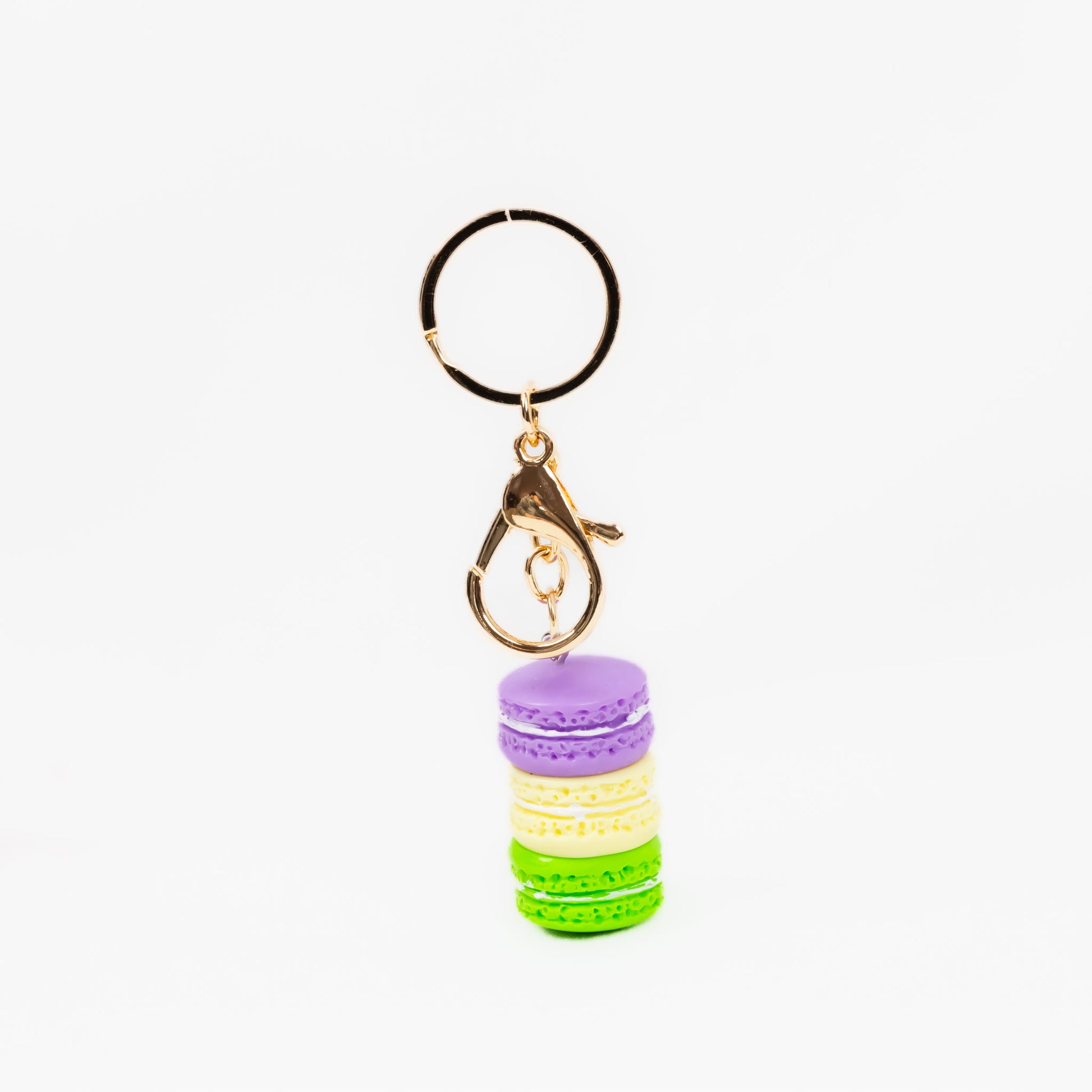 Breloc chei în formă de macarons - Mov/Galben/Verde