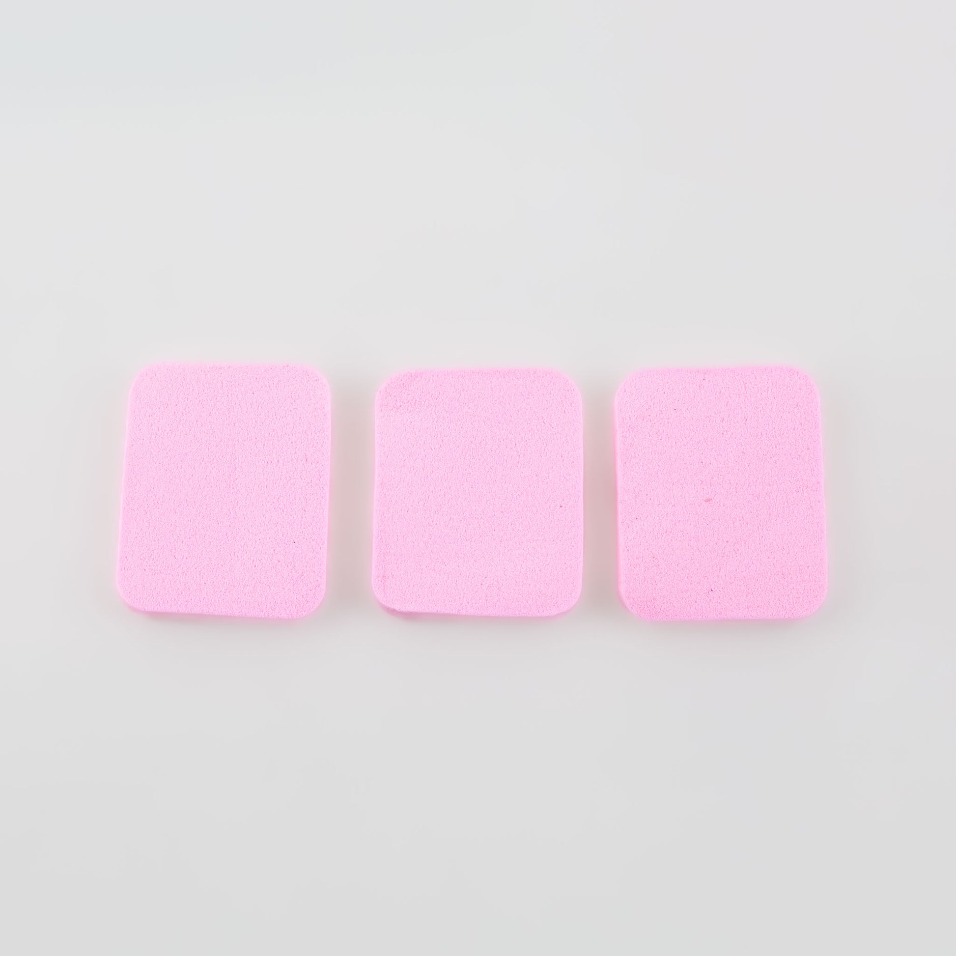 Burete machiaj în formă dreptunghiulară, 5 x 4 cm, set 3 buc - Roz
