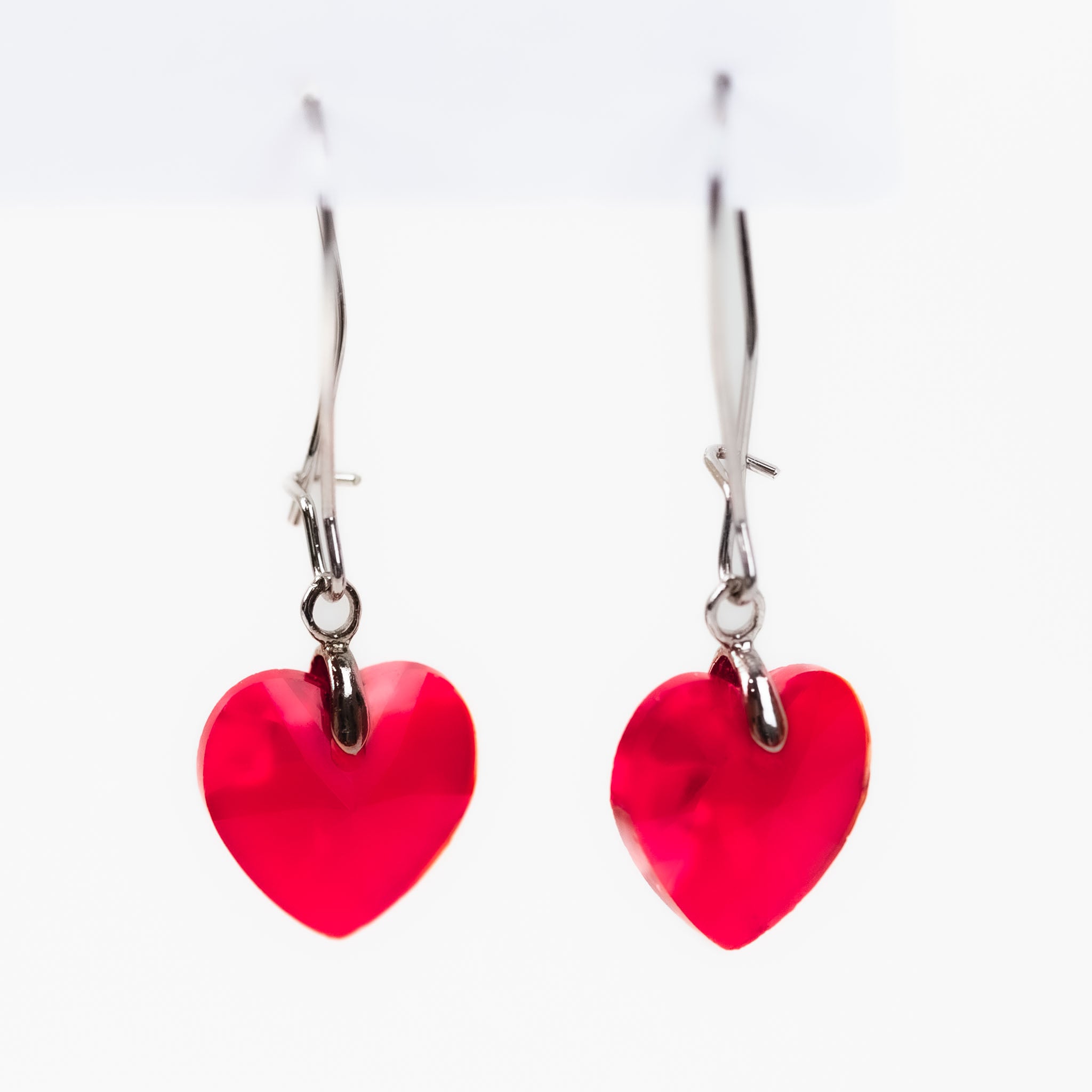 Cercei Lungi cu Piatra in Forma de Inima - Rosu | Rossetti