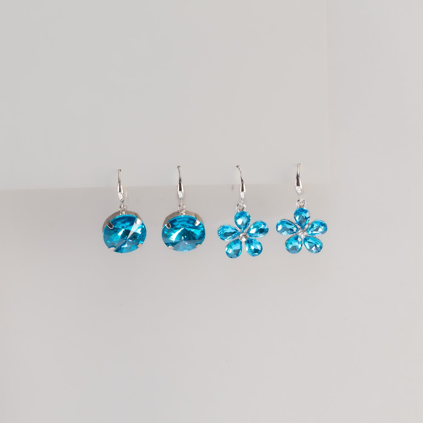 Cercei argintii cu pietre, set 2 - Albastru