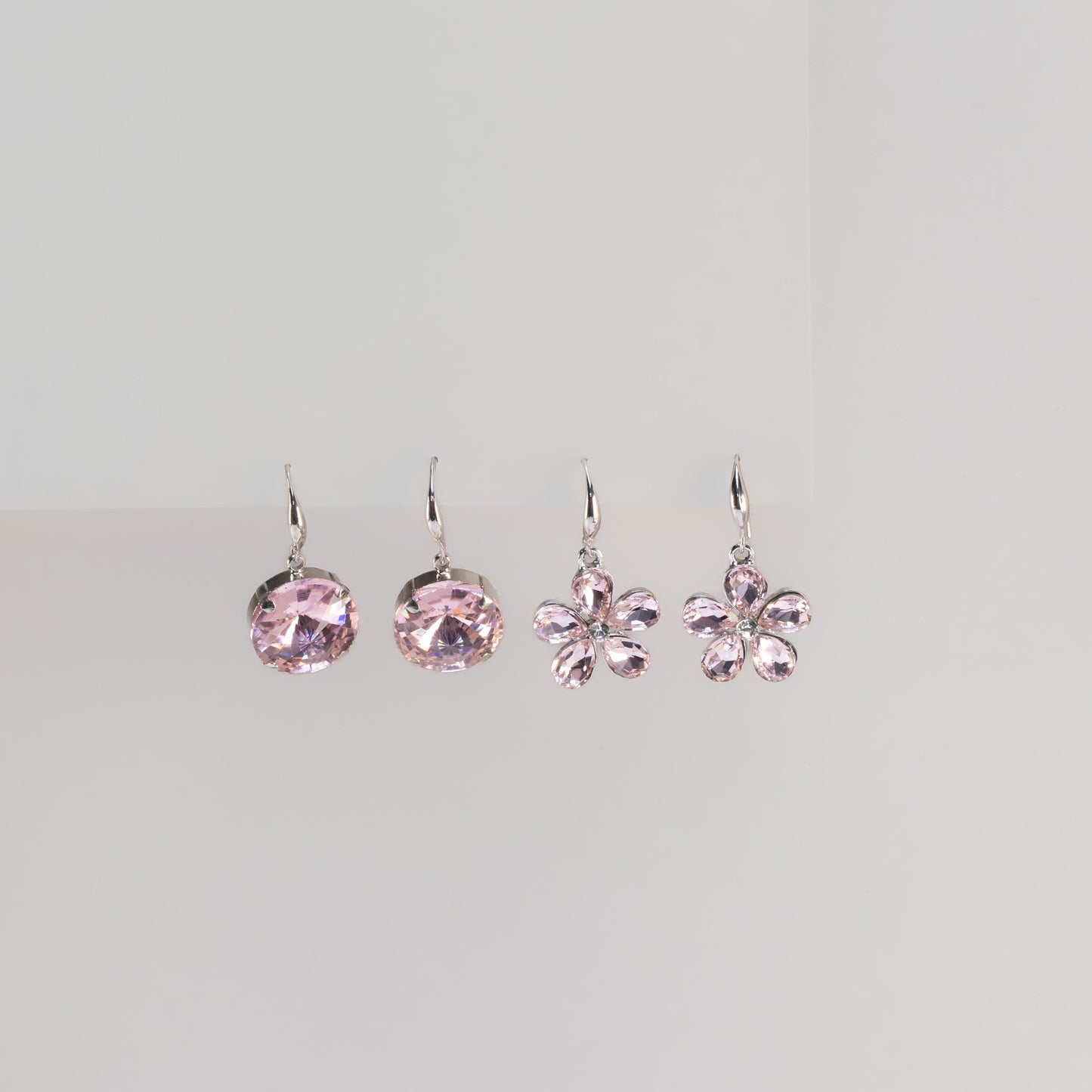 Cercei argintii cu pietre, set 2 - Roz