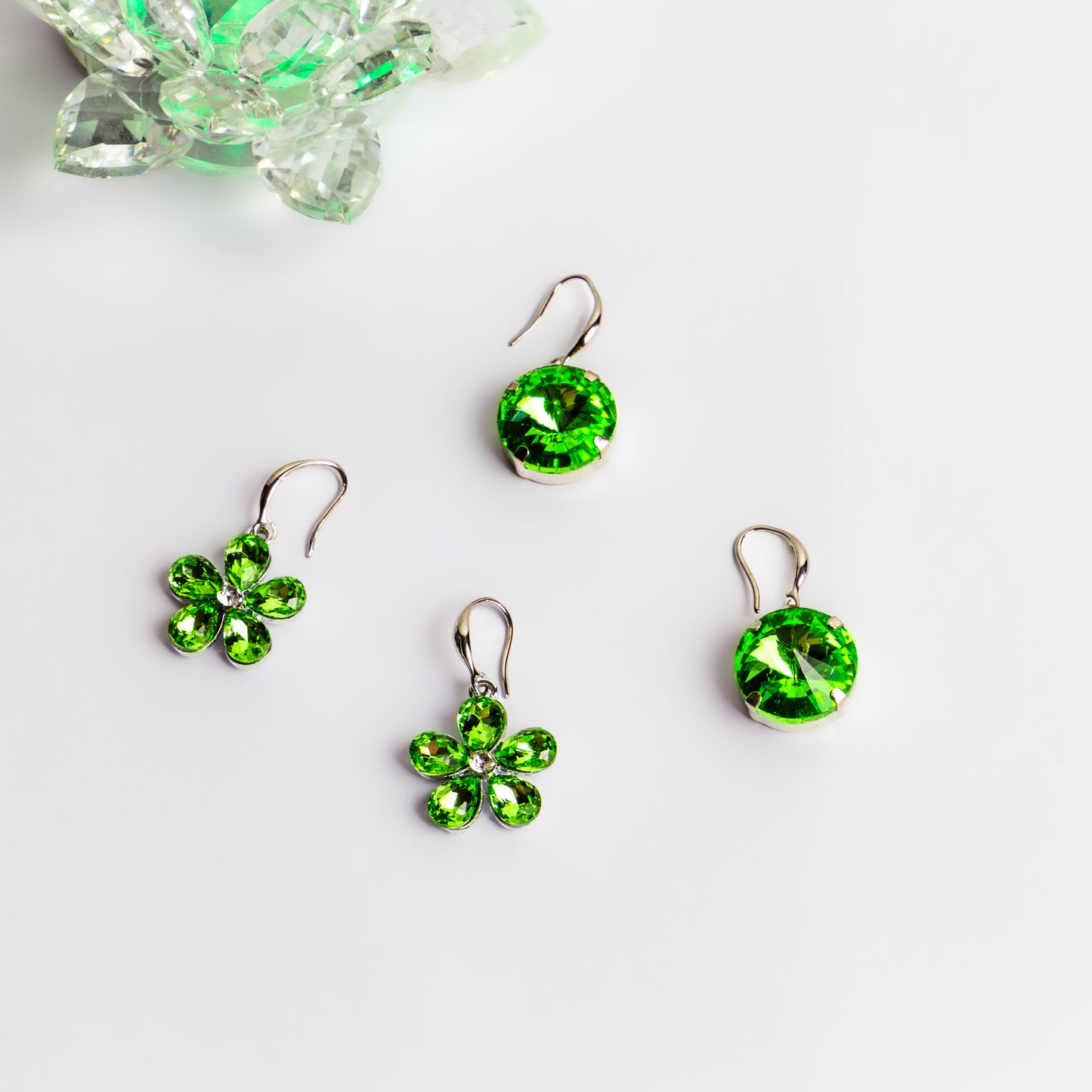 Cercei argintii cu pietre, set 2 - Verde