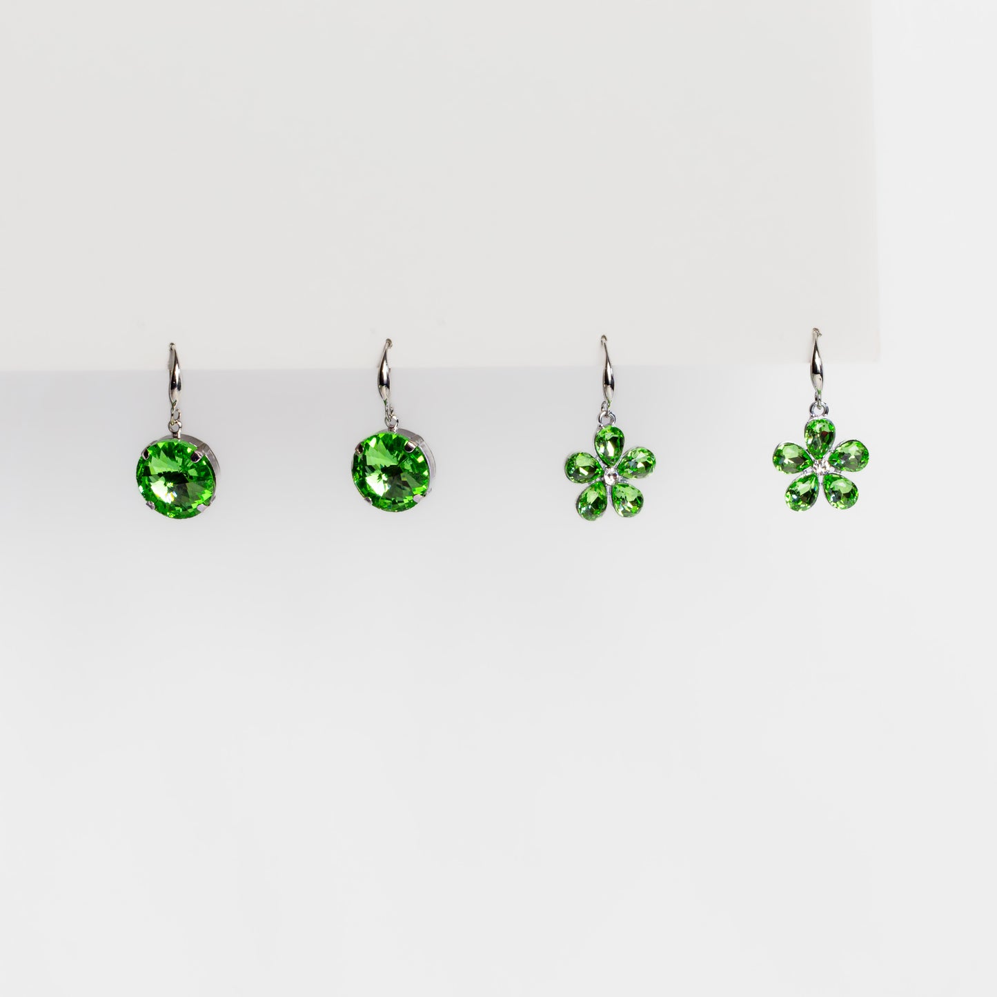Cercei argintii cu pietre, set 2 - Verde