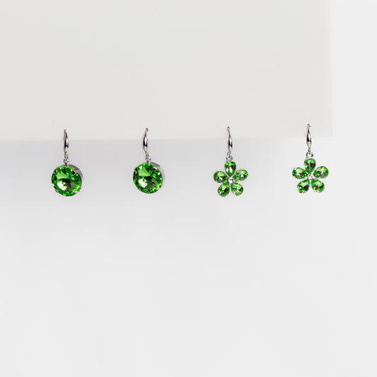 Cercei argintii cu pietre, set 2 - Verde