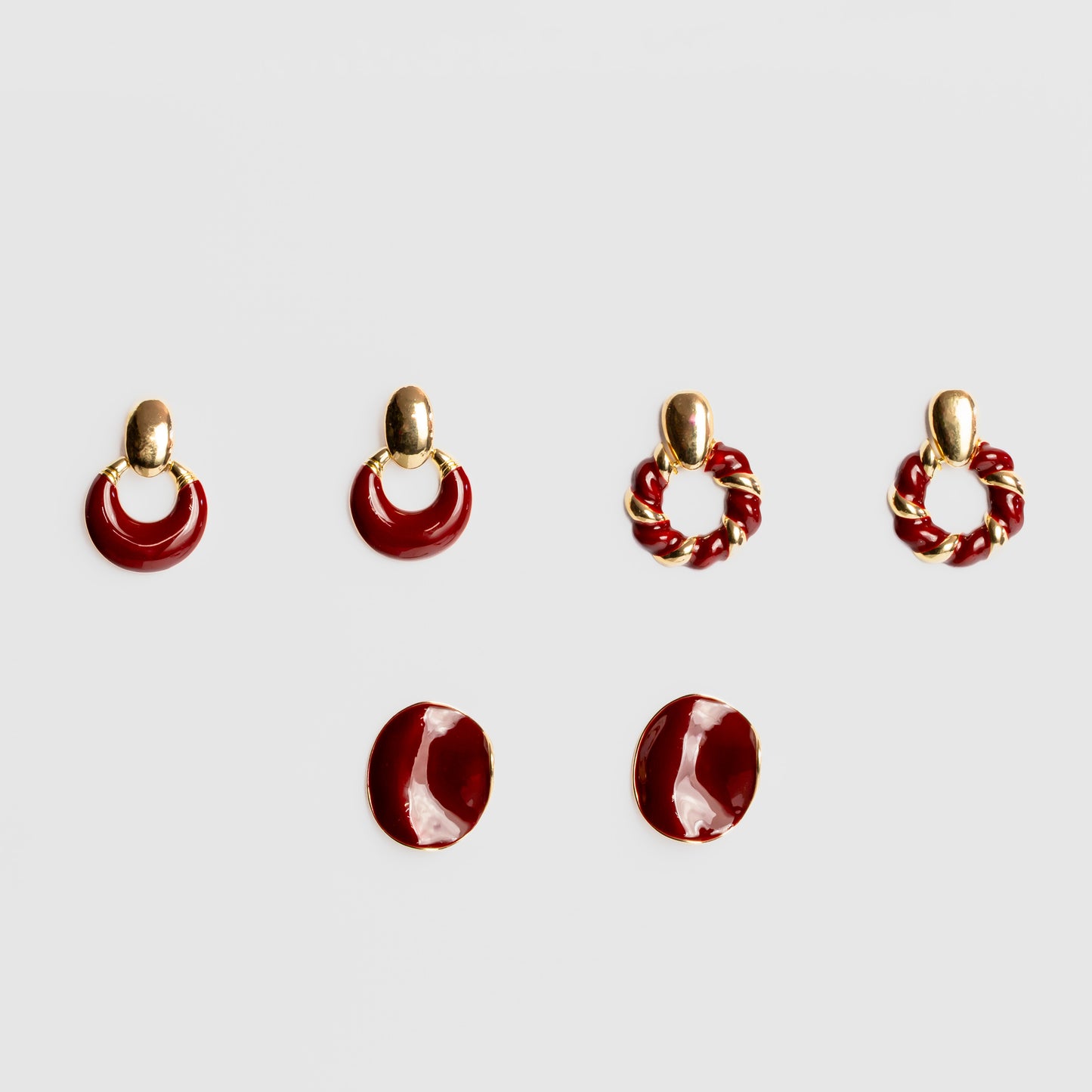 Cercei burgundy and gold, set 3 - Auriu, Bordo