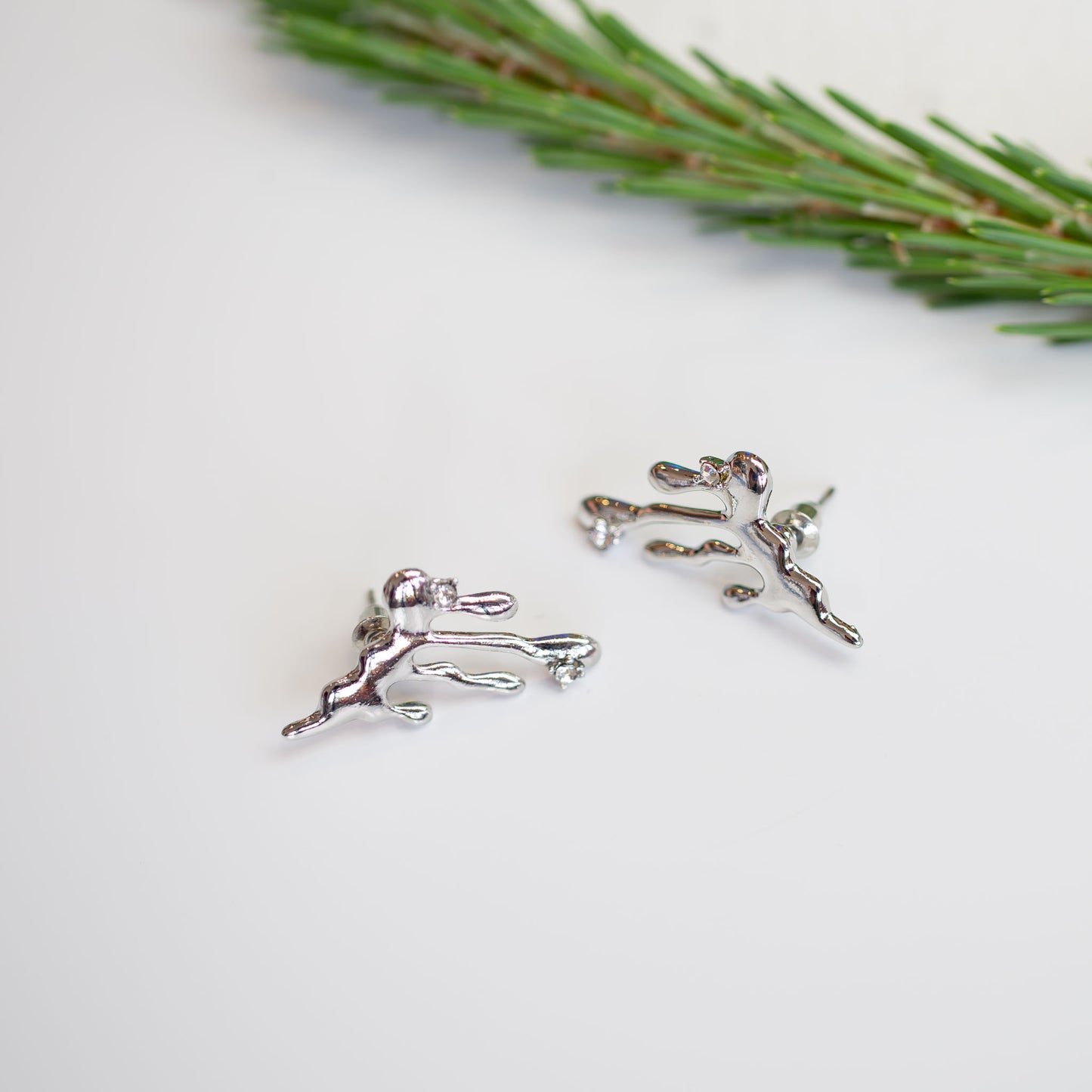 Cercei cu aspect topit - Argintiu