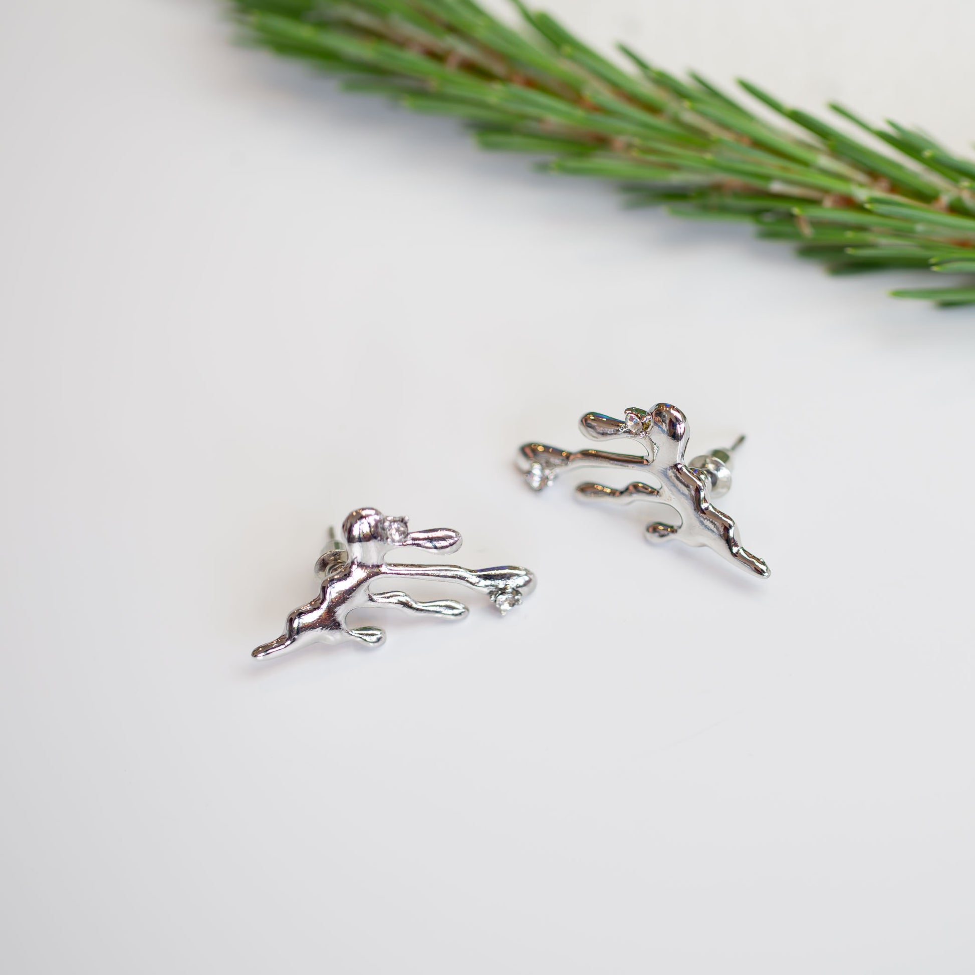 Cercei cu aspect topit - Argintiu