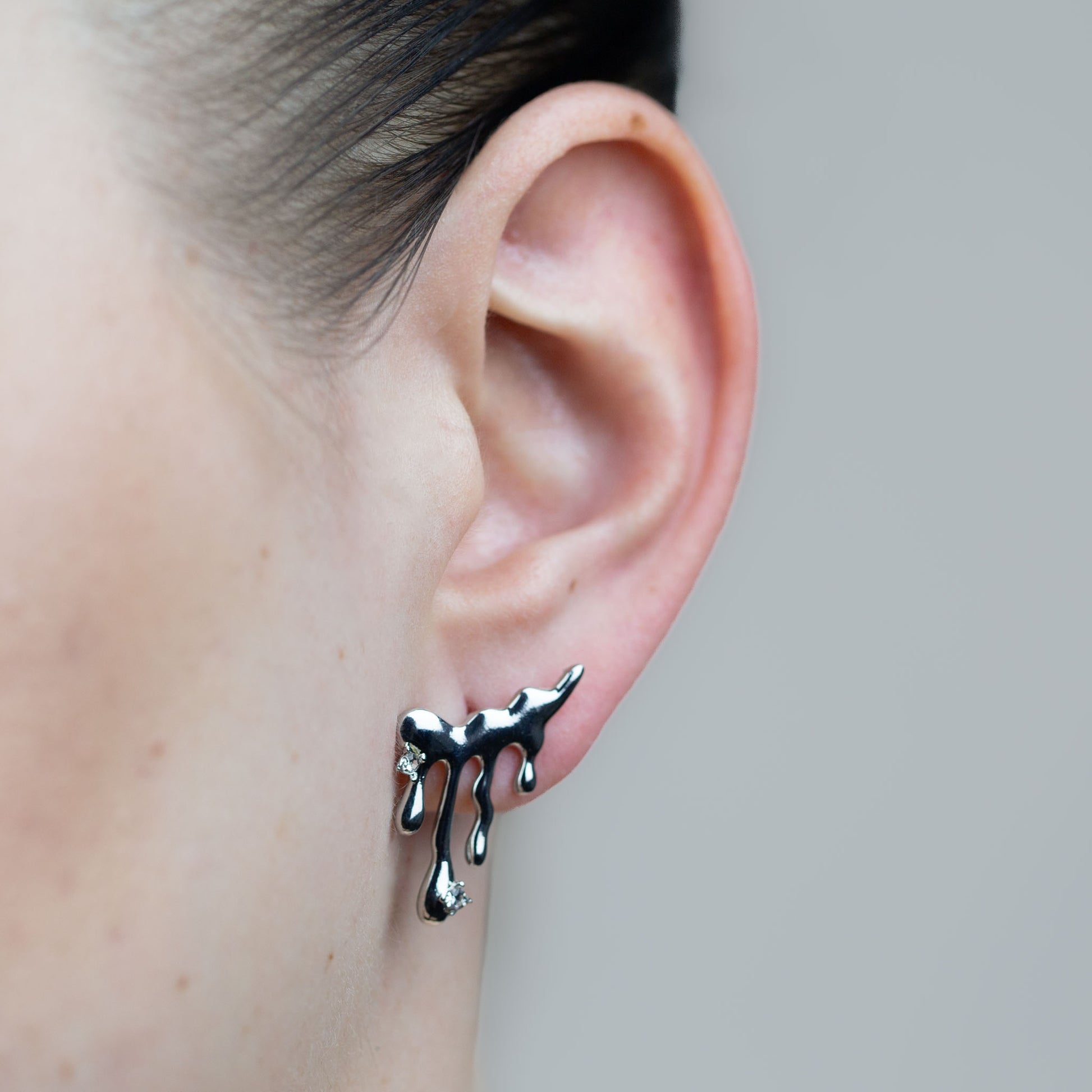 Cercei cu aspect topit - Argintiu