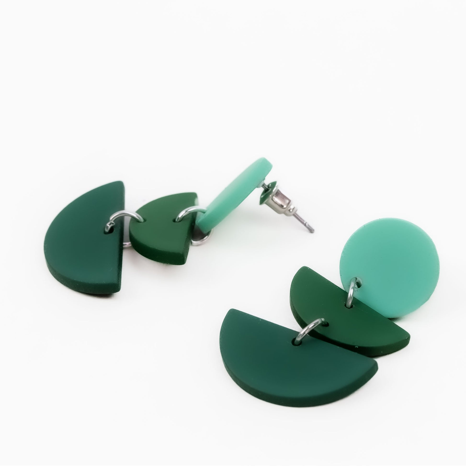 Cercei cu forme de semicerc - Verde Mix