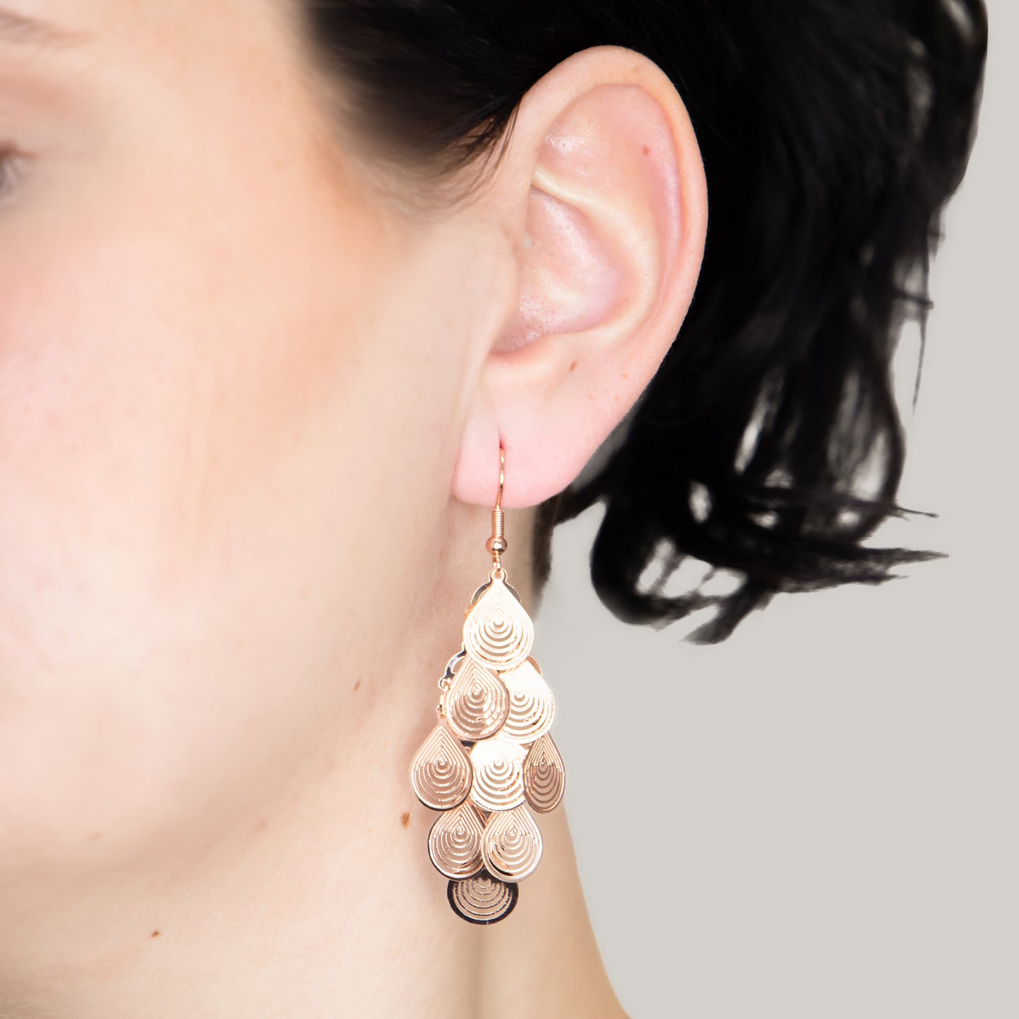 Cercei cu șlozi Dancing Drops - Rose Gold