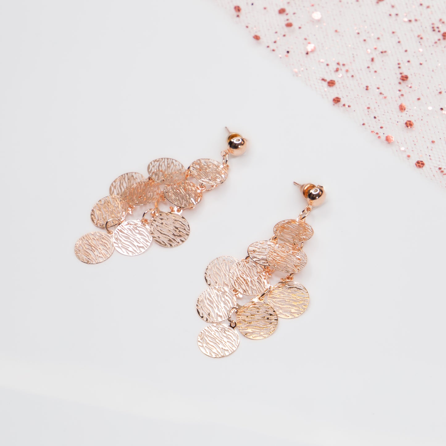 Cercei cu șlozi Dancing Scales - Rose Gold