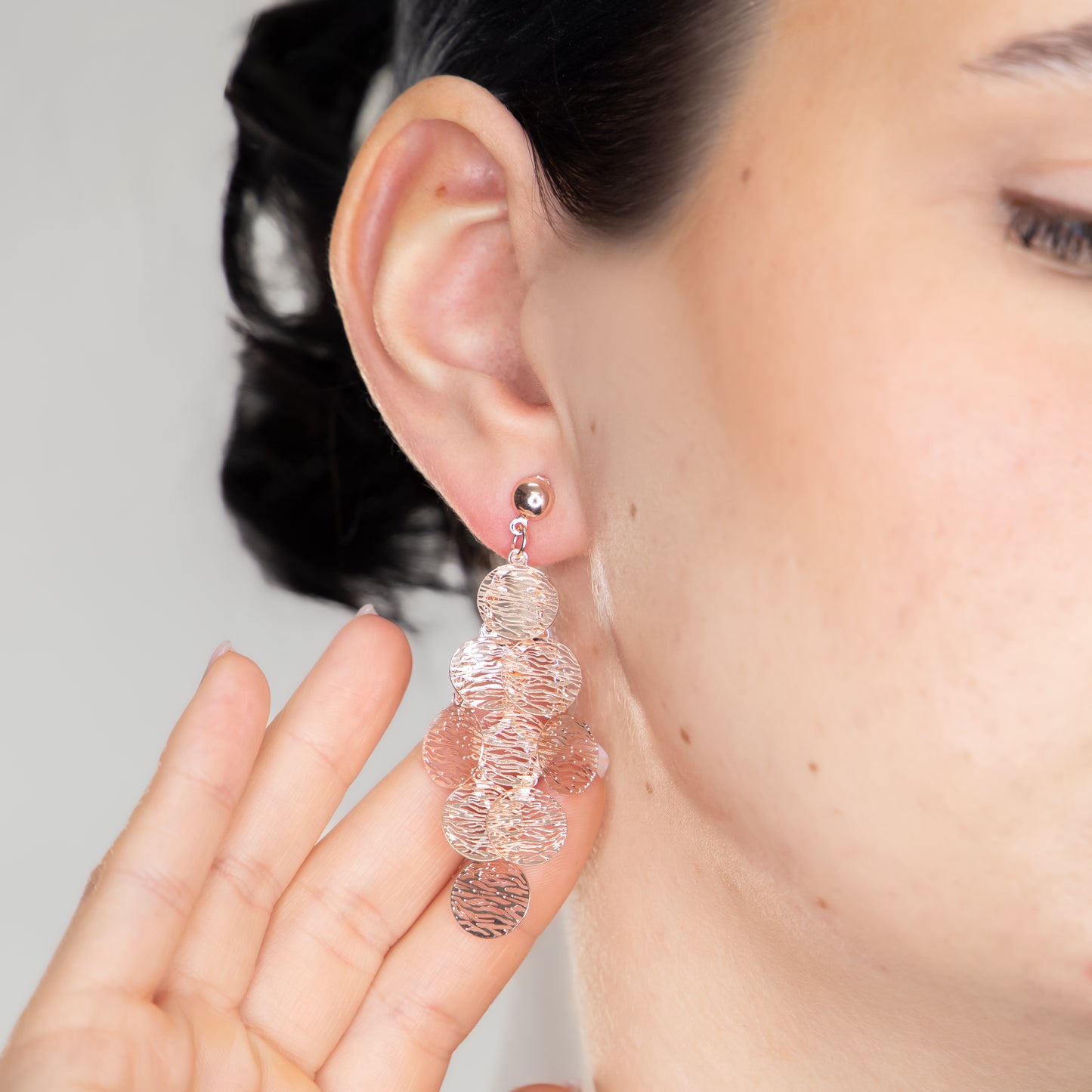 Cercei cu șlozi Dancing Scales - Rose Gold