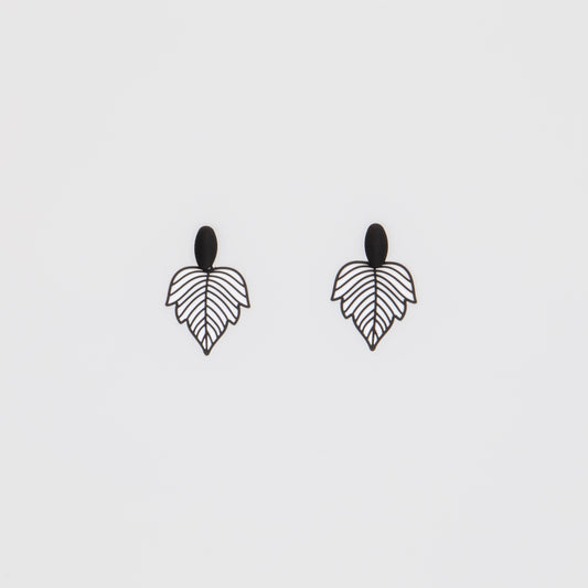 Cercei Delicate Leaf cu textură de silicon - Negru
