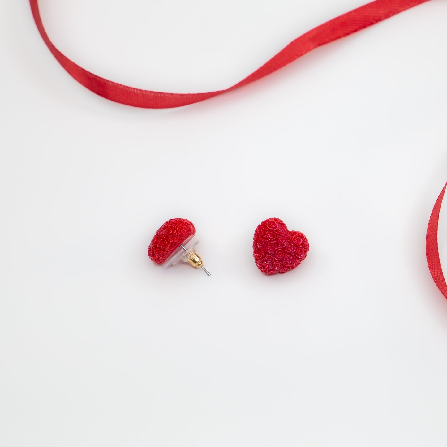 Cercei Delicate Rose Heart - Roșu