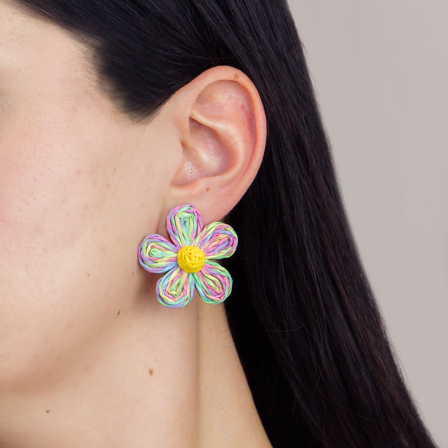 Cercei din ratan în forma de floare, set 2 - Magic Mix