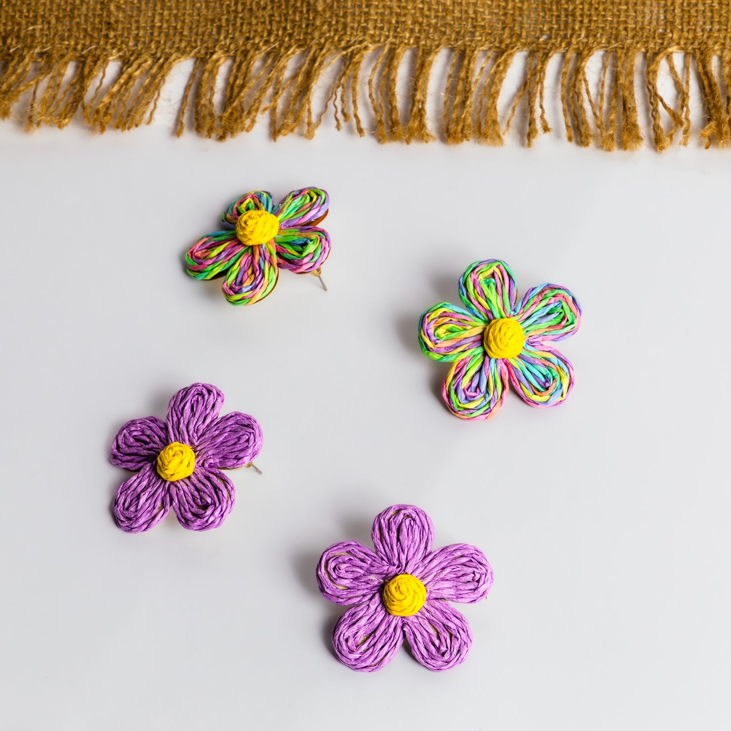 Cercei din ratan în forma de floare, set 2 - Magic Mix