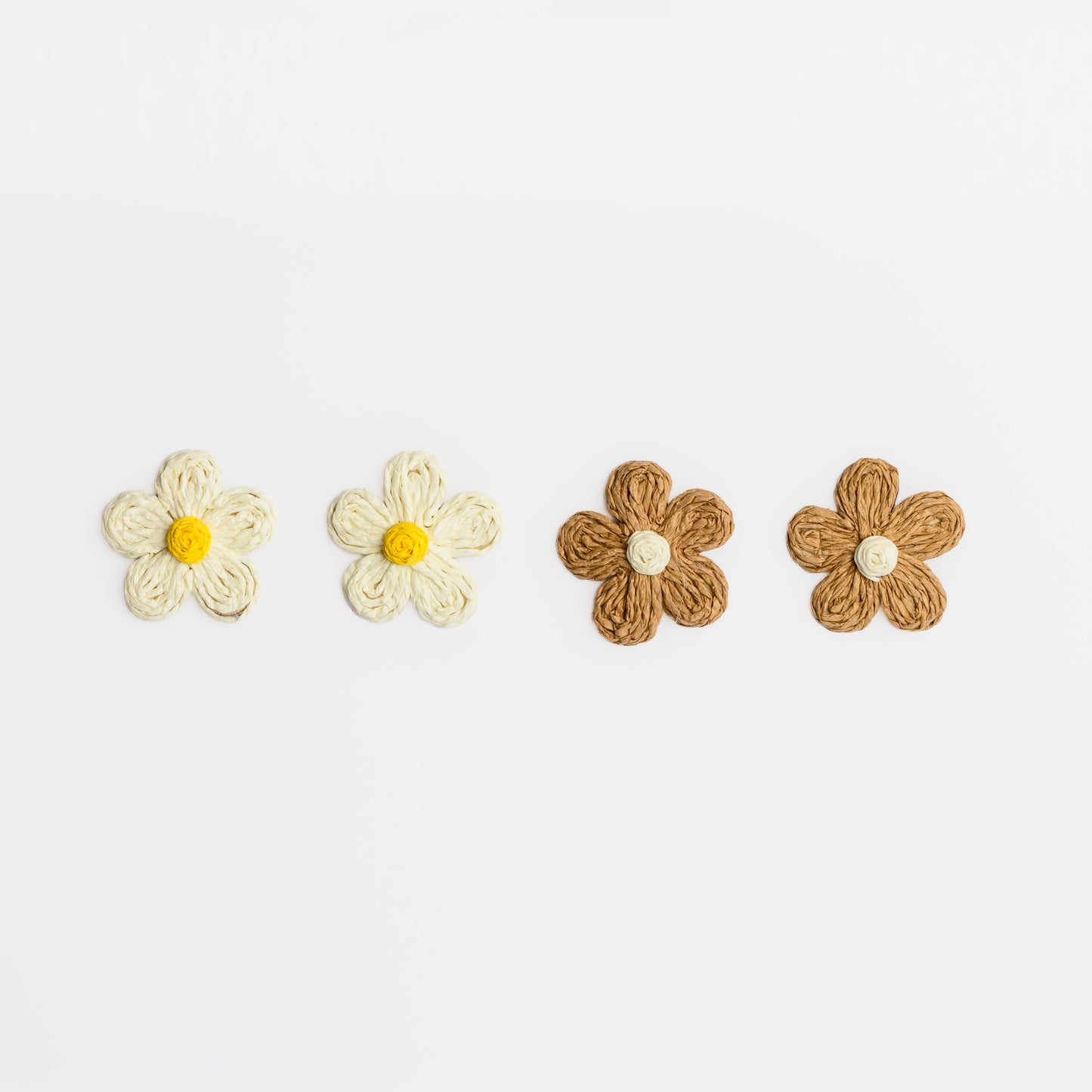 Cercei din ratan în forma de floare, set 2 - Natural Mix