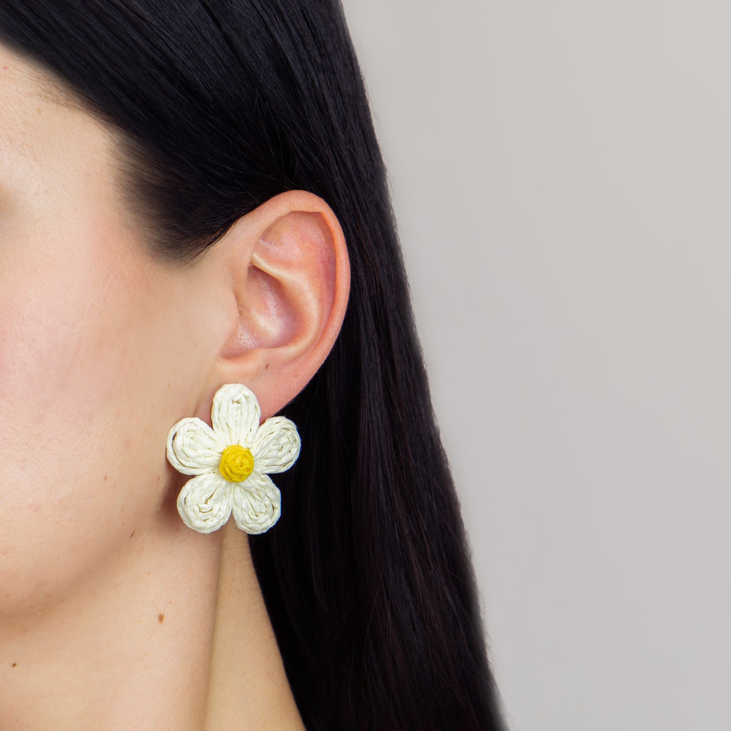 Cercei din ratan în forma de floare, set 2 - Natural Mix