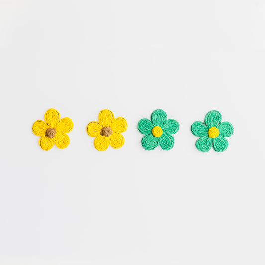 Cercei din ratan în forma de floare, set 2 - Spring Mix