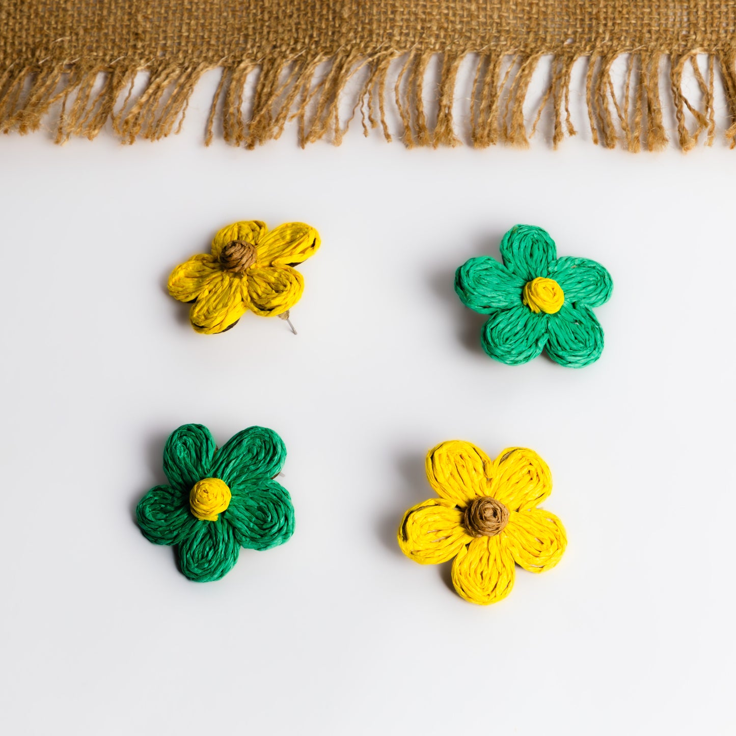 Cercei din ratan în forma de floare, set 2 - Spring Mix