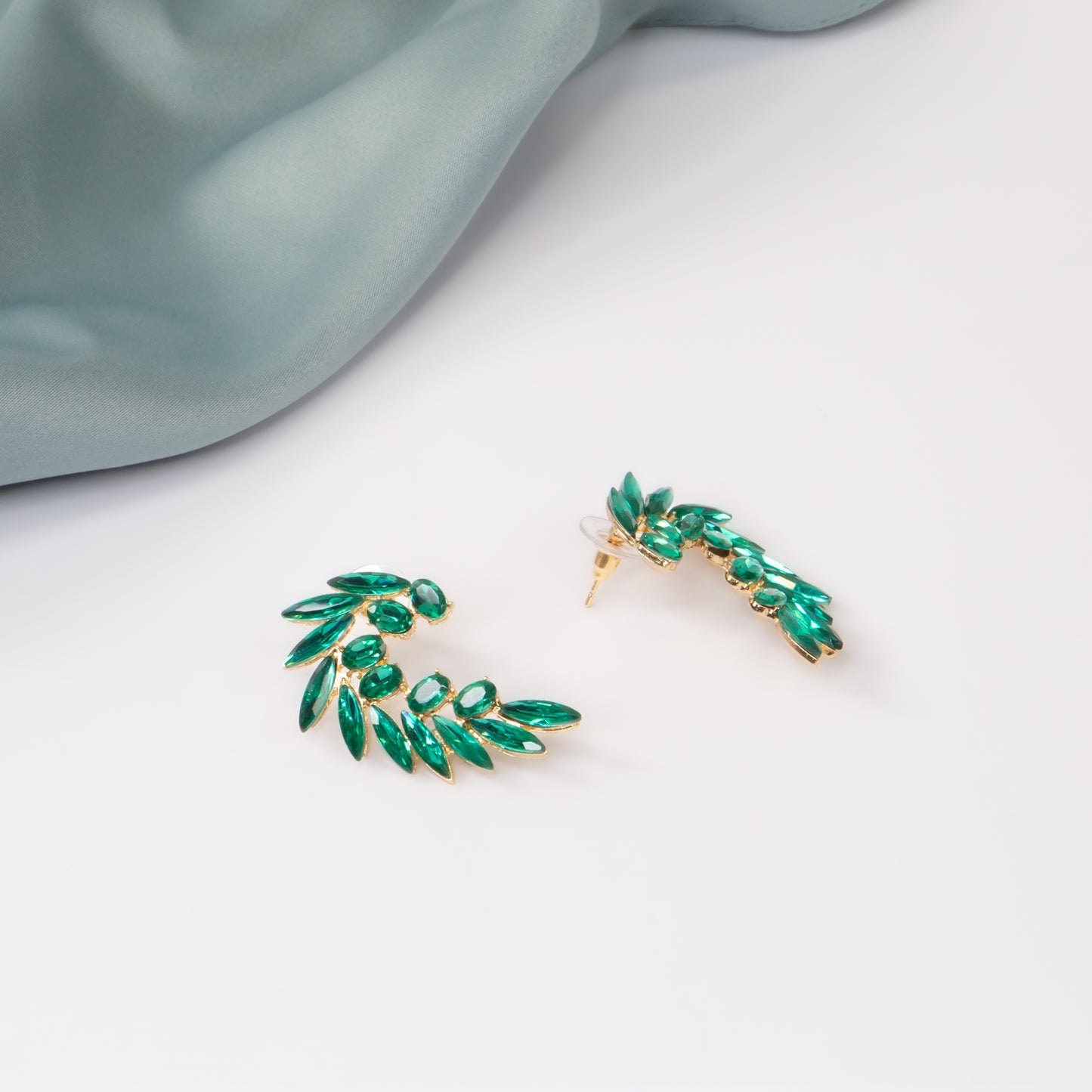 Cercei eleganți cu pietre atractive, Angel Wings - Verde