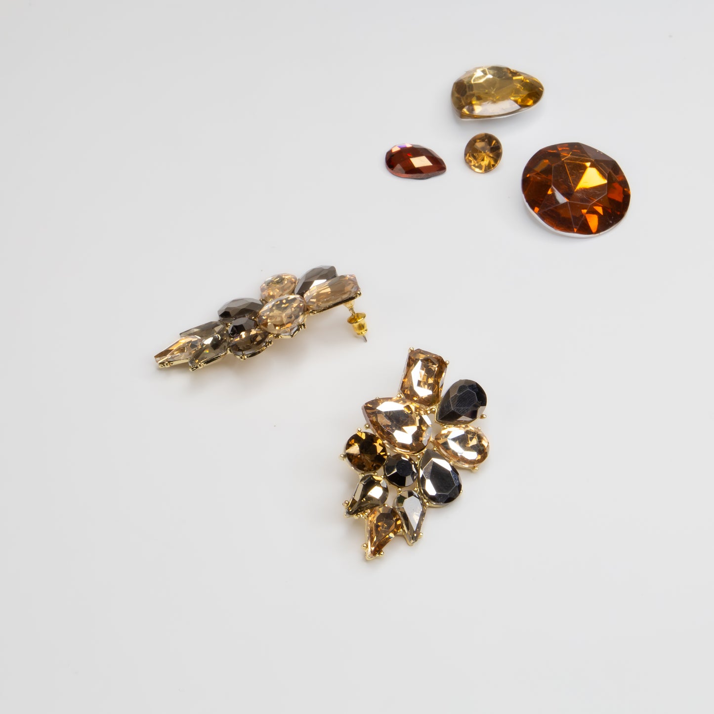 Cercei eleganți cu pietre mari, Crystal Heaven - Auriu Antracit