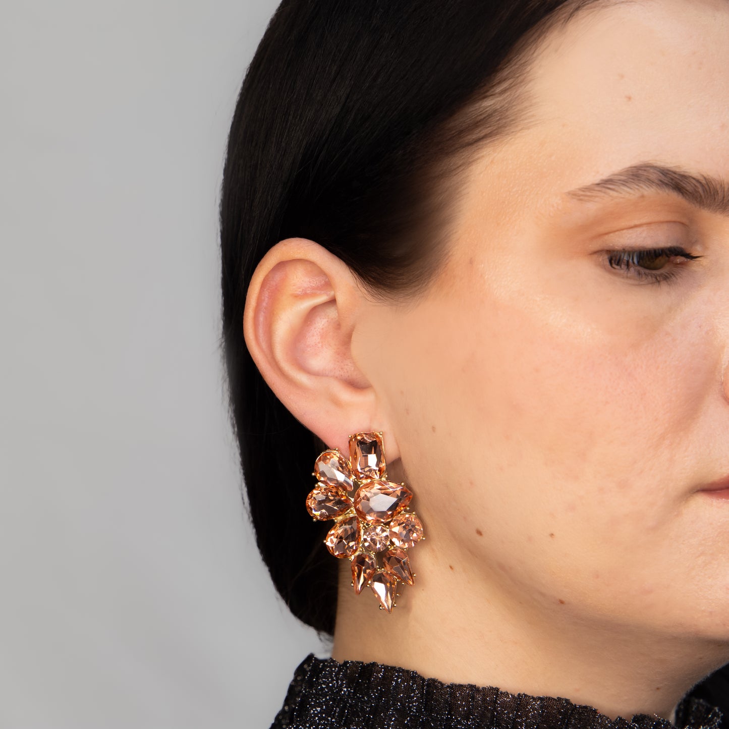 Cercei eleganți cu pietre mari, Crystal Heaven - Champagne