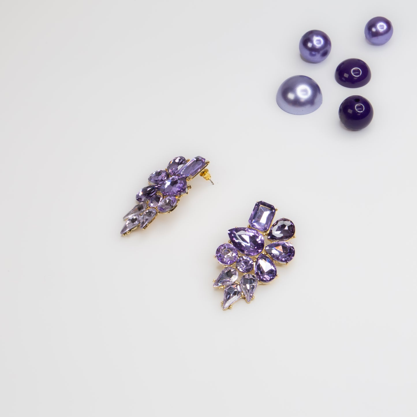 Cercei eleganți cu pietre mari, Crystal Heaven - Mov