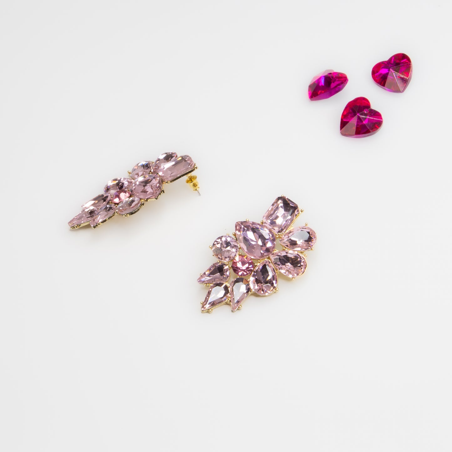 Cercei eleganți cu pietre mari, Crystal Heaven - Roz