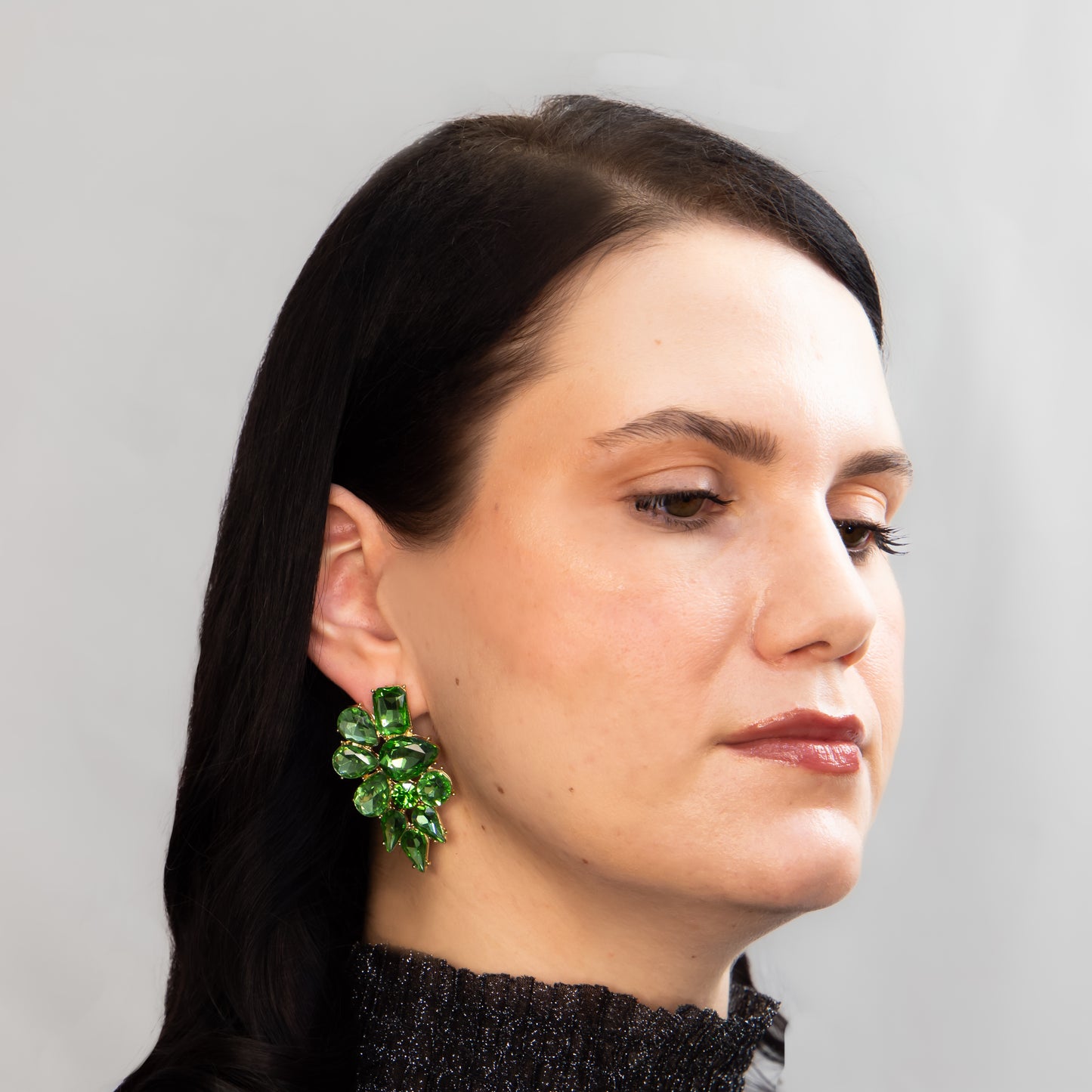 Cercei eleganți cu pietre mari, Crystal Heaven - Verde