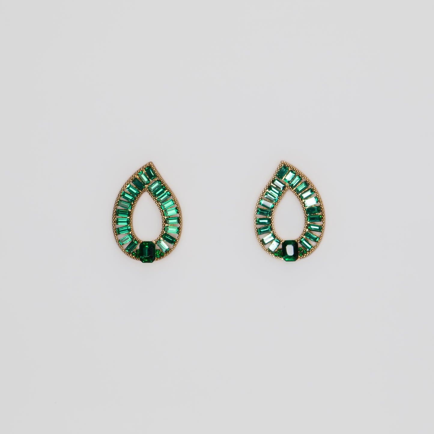 Cercei eleganți cu pietre rafinate, Picătură de Cristal - Verde