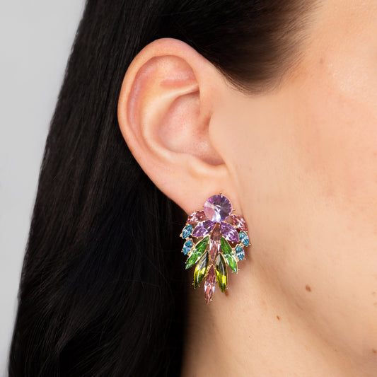 Cercei eleganți cu pietre strălucitoare, Aura de Cristal - Multicolor