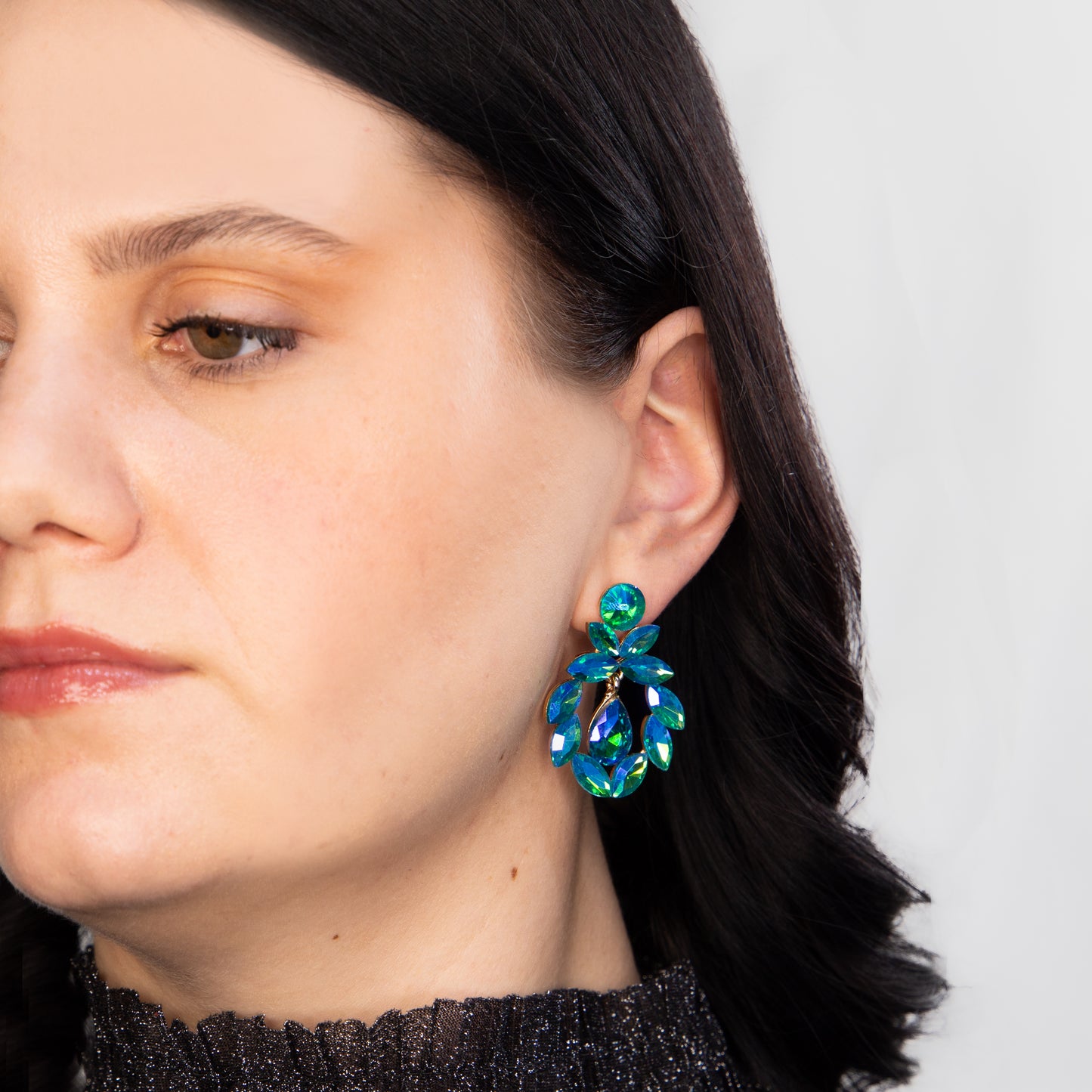 Cercei eleganți cu pietre strălucitoare, Coroana Imperială - Albastru