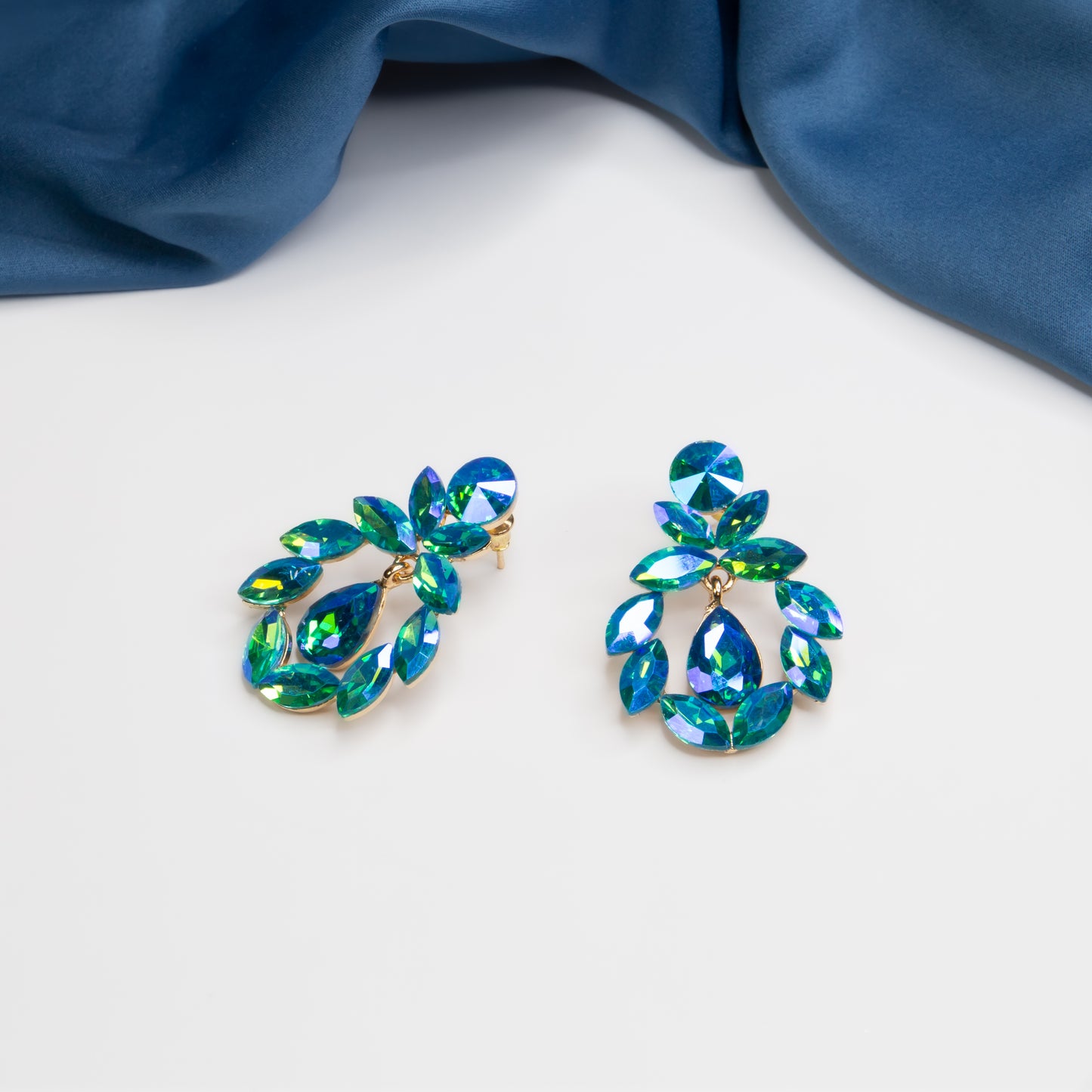 Cercei eleganți cu pietre strălucitoare, Coroana Imperială - Albastru