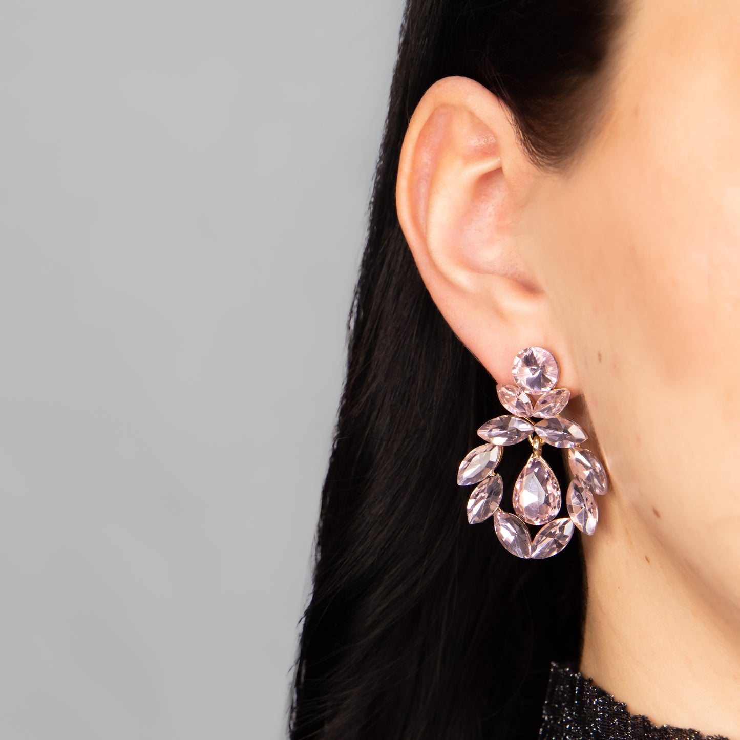 Cercei eleganți cu pietre strălucitoare, Coroana Imperială - Roz